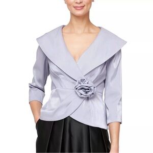 Alex Evenings Floral Trim Lavender Blouse NWT